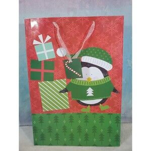 Penguin Beanie Hat and Sweater Christmas Holidays Voila Gift Bag 17"